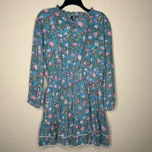 Madison Mathews Blue Floral Mini Dress Size XXL Charleston